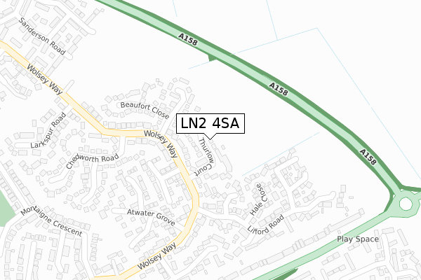 LN2 4SA map - large scale - OS Open Zoomstack (Ordnance Survey)