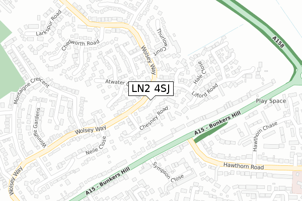 LN2 4SJ map - large scale - OS Open Zoomstack (Ordnance Survey)