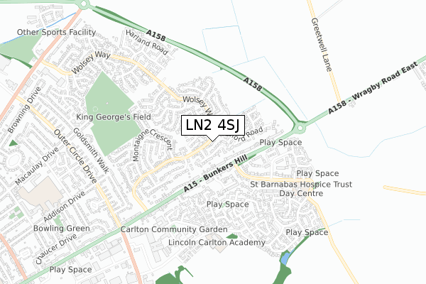 LN2 4SJ map - small scale - OS Open Zoomstack (Ordnance Survey)