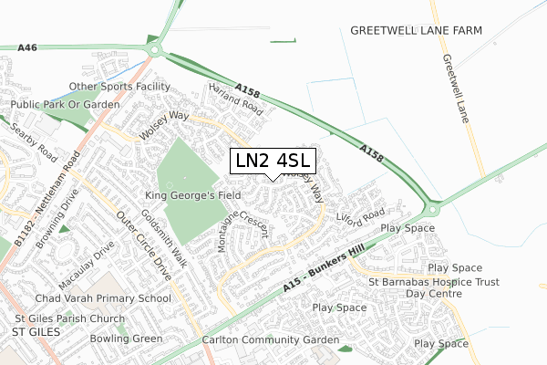 LN2 4SL map - small scale - OS Open Zoomstack (Ordnance Survey)