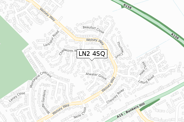 LN2 4SQ map - large scale - OS Open Zoomstack (Ordnance Survey)