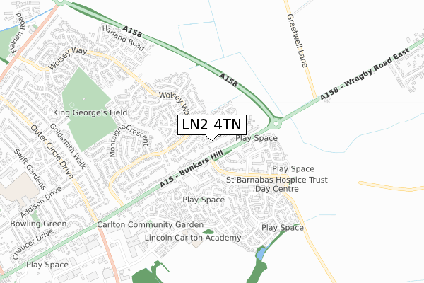 LN2 4TN map - small scale - OS Open Zoomstack (Ordnance Survey)