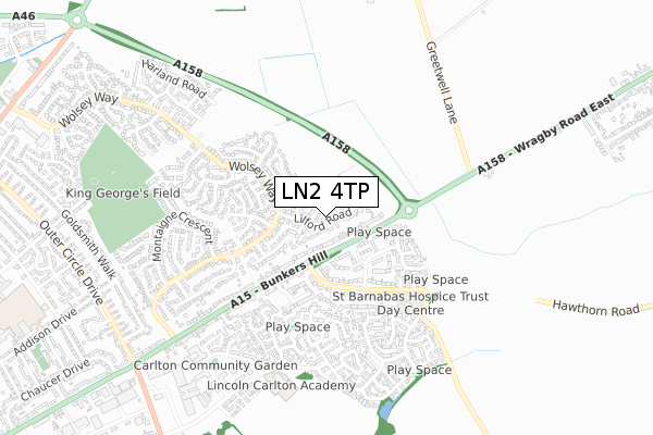 LN2 4TP map - small scale - OS Open Zoomstack (Ordnance Survey)