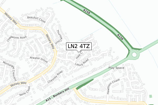 LN2 4TZ map - large scale - OS Open Zoomstack (Ordnance Survey)