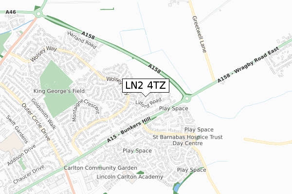 LN2 4TZ map - small scale - OS Open Zoomstack (Ordnance Survey)