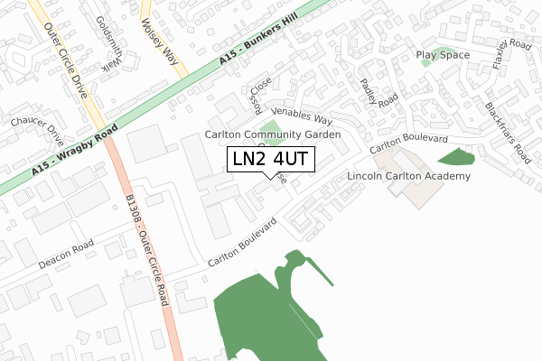 LN2 4UT map - large scale - OS Open Zoomstack (Ordnance Survey)