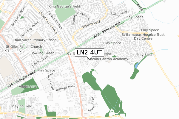 LN2 4UT map - small scale - OS Open Zoomstack (Ordnance Survey)