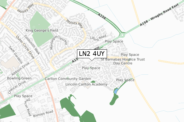 LN2 4UY map - small scale - OS Open Zoomstack (Ordnance Survey)