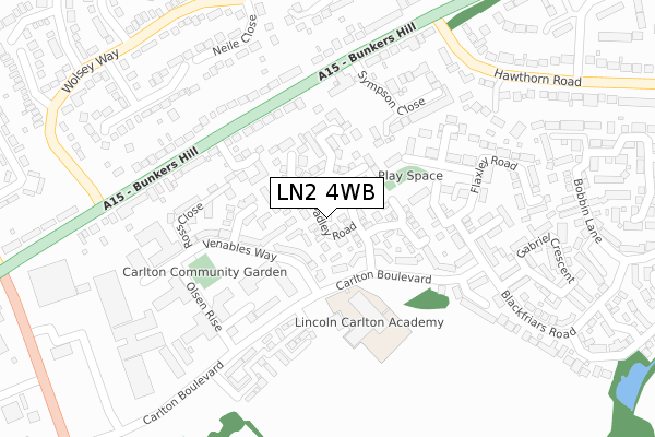 LN2 4WB map - large scale - OS Open Zoomstack (Ordnance Survey)