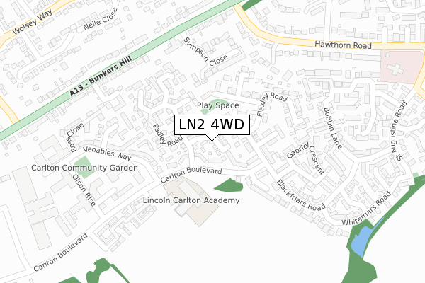 LN2 4WD map - large scale - OS Open Zoomstack (Ordnance Survey)