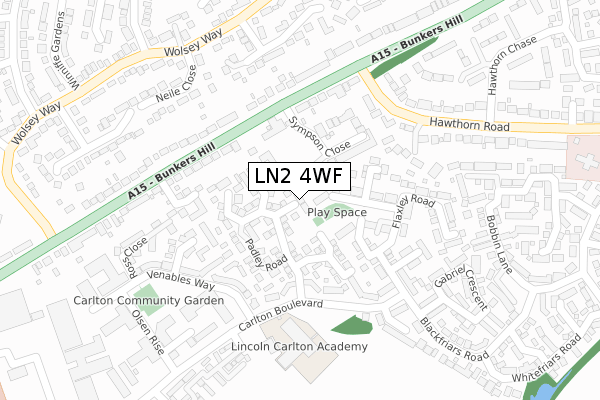 LN2 4WF map - large scale - OS Open Zoomstack (Ordnance Survey)