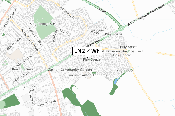 LN2 4WF map - small scale - OS Open Zoomstack (Ordnance Survey)