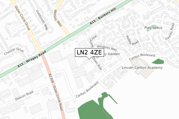 LN2 4ZE map - large scale - OS Open Zoomstack (Ordnance Survey)