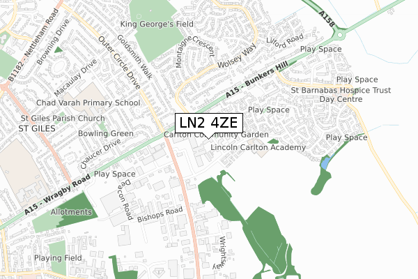 LN2 4ZE map - small scale - OS Open Zoomstack (Ordnance Survey)