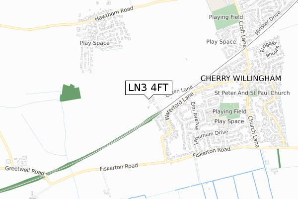 LN3 4FT map - small scale - OS Open Zoomstack (Ordnance Survey)