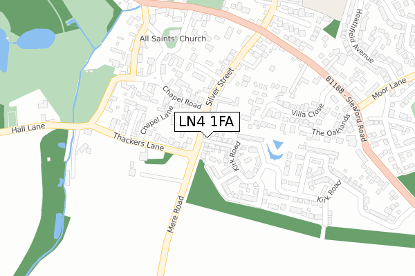 LN4 1FA map - large scale - OS Open Zoomstack (Ordnance Survey)