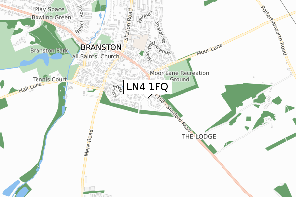 LN4 1FQ map - small scale - OS Open Zoomstack (Ordnance Survey)