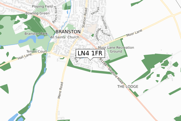 LN4 1FR map - small scale - OS Open Zoomstack (Ordnance Survey)