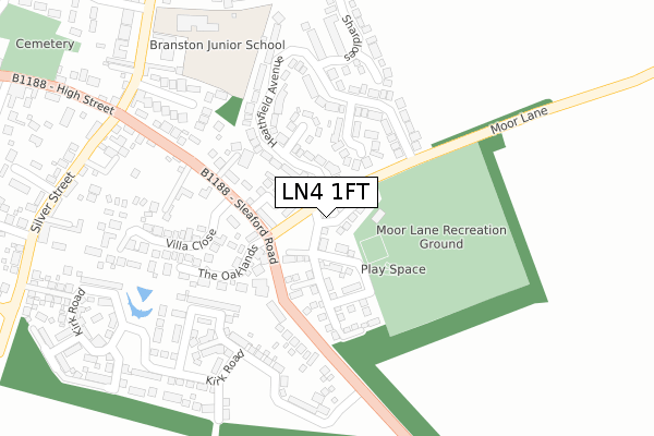 LN4 1FT map - large scale - OS Open Zoomstack (Ordnance Survey)