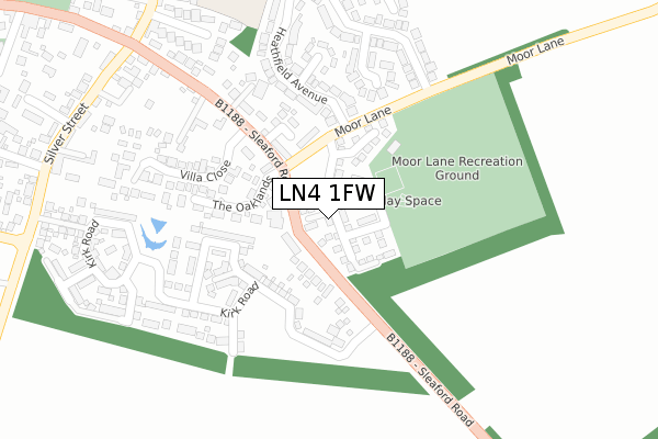 LN4 1FW map - large scale - OS Open Zoomstack (Ordnance Survey)