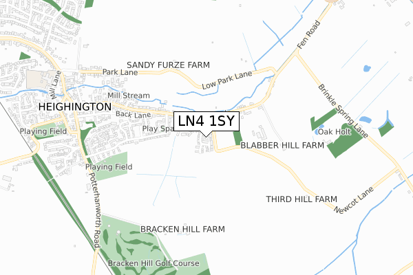 LN4 1SY map - small scale - OS Open Zoomstack (Ordnance Survey)