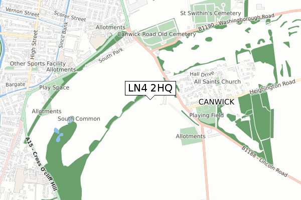 LN4 2HQ map - small scale - OS Open Zoomstack (Ordnance Survey)