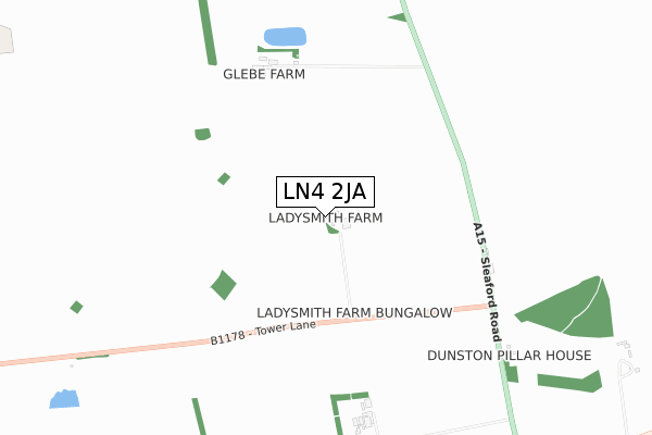 LN4 2JA map - small scale - OS Open Zoomstack (Ordnance Survey)