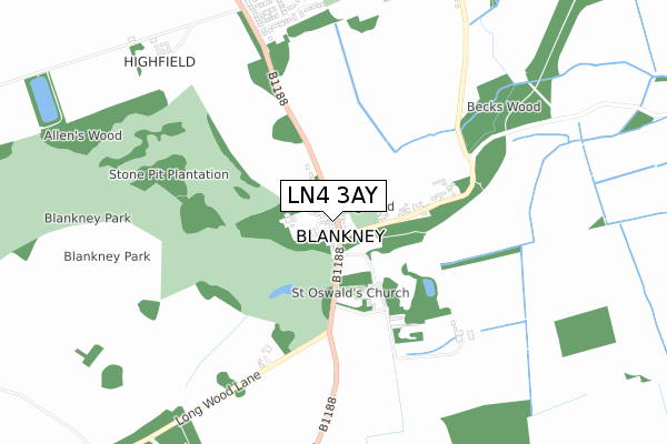 LN4 3AY map - small scale - OS Open Zoomstack (Ordnance Survey) LN4 3AY map - small scale - OS Open Zoomstack (Ordnance Survey)
