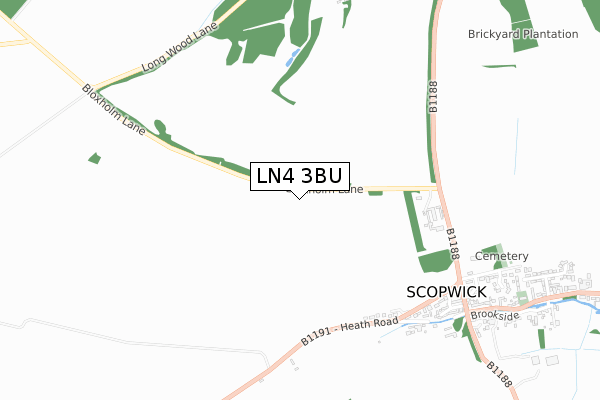 LN4 3BU map - small scale - OS Open Zoomstack (Ordnance Survey)