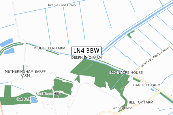 LN4 3BW map - small scale - OS Open Zoomstack (Ordnance Survey)