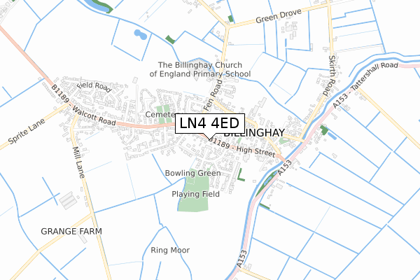 LN4 4ED map - small scale - OS Open Zoomstack (Ordnance Survey)