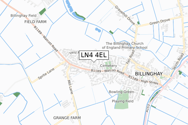 LN4 4EL map - small scale - OS Open Zoomstack (Ordnance Survey)