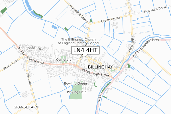 LN4 4HT map - small scale - OS Open Zoomstack (Ordnance Survey)