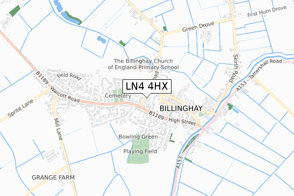 LN4 4HX map - small scale - OS Open Zoomstack (Ordnance Survey)