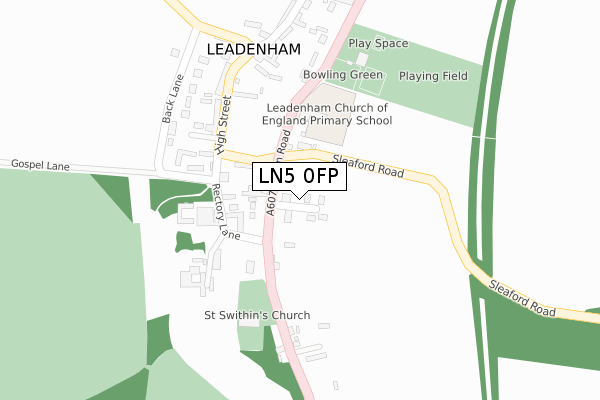 LN5 0FP map - large scale - OS Open Zoomstack (Ordnance Survey)