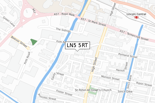 LN5 5RT map - large scale - OS Open Zoomstack (Ordnance Survey)