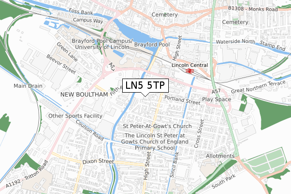 LN5 5TP map - small scale - OS Open Zoomstack (Ordnance Survey) LN5 5TP map - small scale - OS Open Zoomstack (Ordnance Survey)
