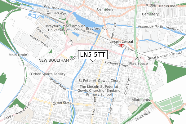 LN5 5TT map - small scale - OS Open Zoomstack (Ordnance Survey) LN5 5TT map - small scale - OS Open Zoomstack (Ordnance Survey)