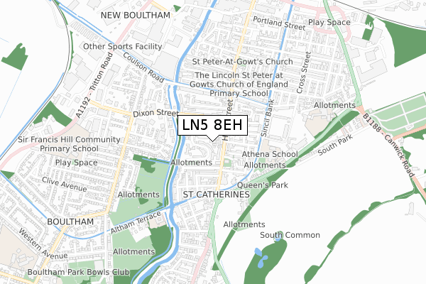 LN5 8EH map - small scale - OS Open Zoomstack (Ordnance Survey)