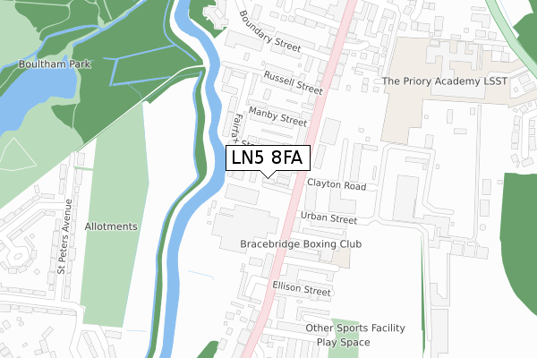 LN5 8FA map - large scale - OS Open Zoomstack (Ordnance Survey)