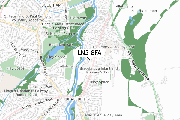 LN5 8FA map - small scale - OS Open Zoomstack (Ordnance Survey)