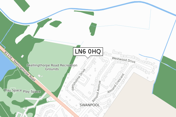 LN6 0HQ map - large scale - OS Open Zoomstack (Ordnance Survey)