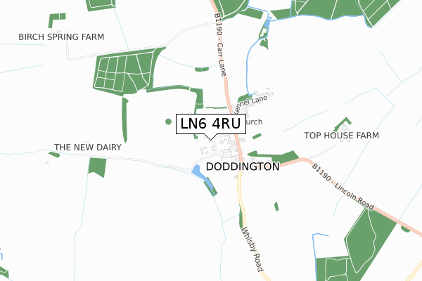 LN6 4RU map - small scale - OS Open Zoomstack (Ordnance Survey)