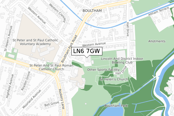 LN6 7GW map - large scale - OS Open Zoomstack (Ordnance Survey)