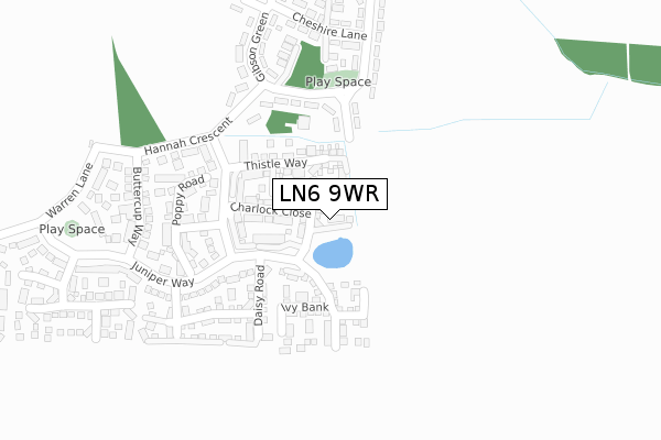 LN6 9WR map - large scale - OS Open Zoomstack (Ordnance Survey)