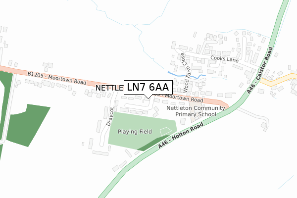 LN7 6AA map - large scale - OS Open Zoomstack (Ordnance Survey)