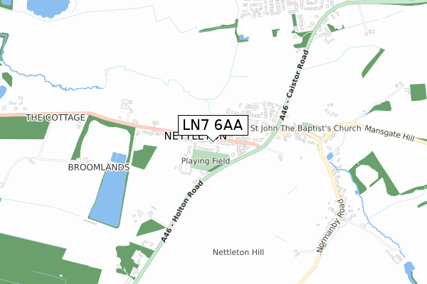 LN7 6AA map - small scale - OS Open Zoomstack (Ordnance Survey)