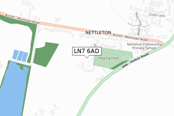 LN7 6AD map - large scale - OS Open Zoomstack (Ordnance Survey)