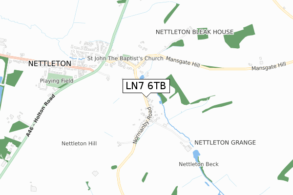 LN7 6TB map - small scale - OS Open Zoomstack (Ordnance Survey)