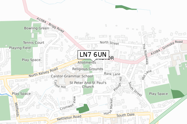 LN7 6UN map - large scale - OS Open Zoomstack (Ordnance Survey)